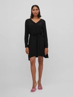 Vila Mini Jurken Jurk Fini Dames Zwart -Vila 03728f066996db51730b0f6668a682b3