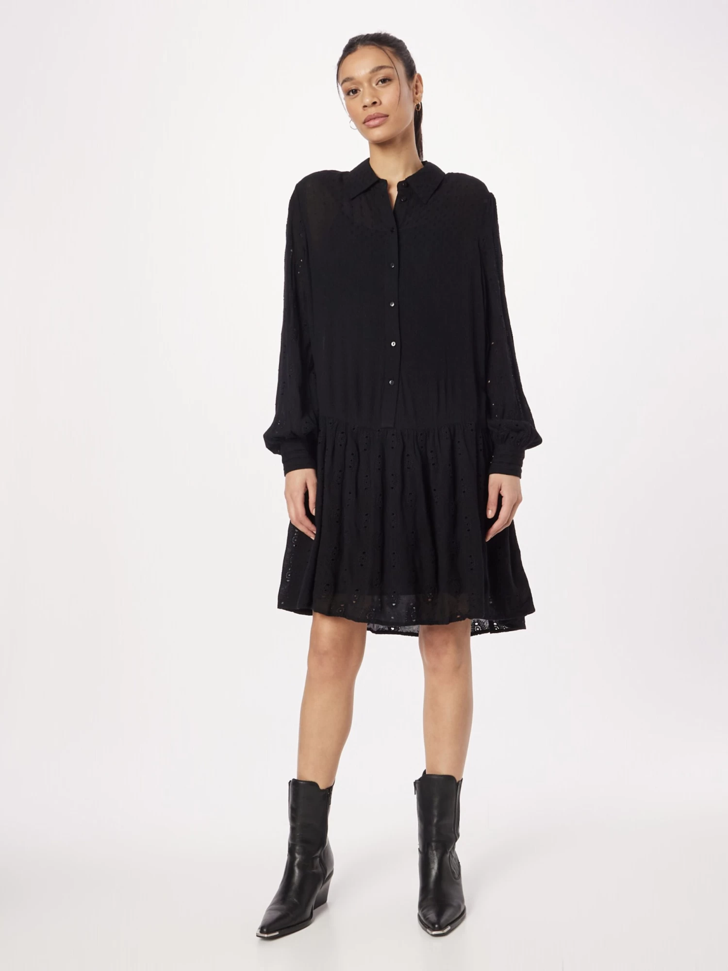 Blousejurken Blousejurk MACAY Dames Zwart 5 Blousejurken Blousejurk MACAY Dames Zwart - Afbeelding 3