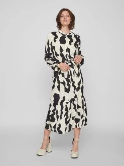 Vila Blousejurken Blousejurk Dames Beige -Vila 07575154cec0242ee483ba6d1ad20d24