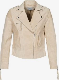 Vila Leren Jassen Tussenjas Dames Beige