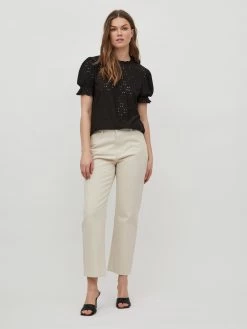 Vila Blouses Met Korte Mouw Blouse Kawa Dames Zwart -Vila 0b26a862fbd351f83221737f9392ddb0