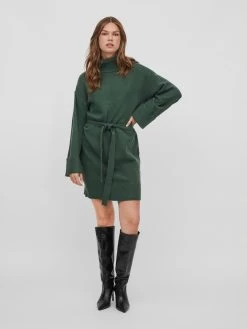 Vila Gebreide Jurken Gebreide Jurk Dames Donkergroen -Vila 0b5a61e283bf7eddded0f4fa3ce008ce