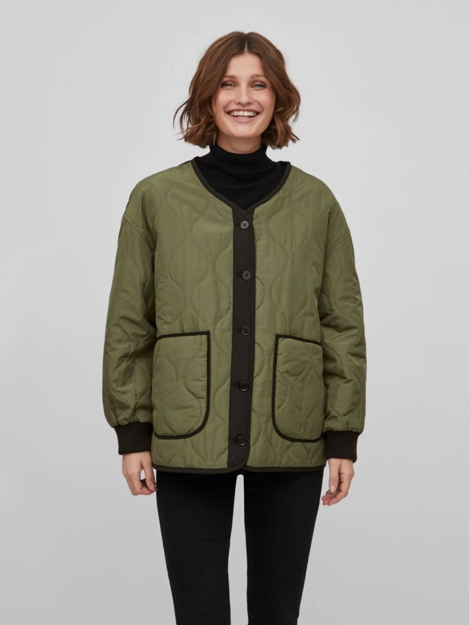 Vila Tussenjassen Tussenjas Dames Kaki 5 Vila Tussenjassen Tussenjas Dames Kaki - Afbeelding 3