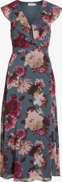 Vila Maxi Jurken Jurk Rilla Dames Duifblauw