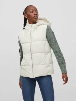 Vila Bodywarmers Bodywarmer Dames Beige -Vila 100de1530f5af309bd30a01f69421216