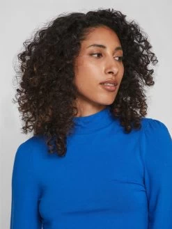 Vila Longsleeves Shirt Dames Blauw -Vila 101a3cf502439156846a8b3f9c6a1fab