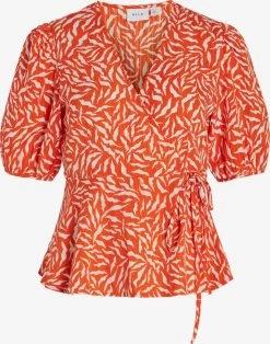 Vila Blouses Met Korte Mouw Blouse Sille Aria Dames Kreeft
