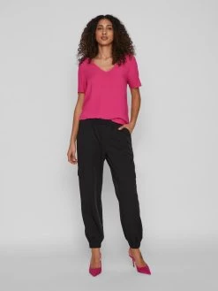 Vila Blouses Met Korte Mouw Blouse PAYA Dames Magenta -Vila 146cd45a682d57199eec733cc7869e11