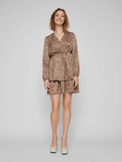 Vila Mini Jurken Jurk SALLY FIA Dames Bruin -Vila 16ed30db287656b5c015f234da0afccd