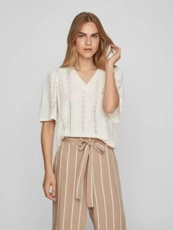 Vila Blouses Met Korte Mouw Blouse Dames Beige -Vila 1808d87f7d3fa685a04734b7a9f7cb32