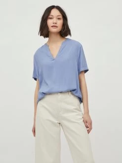 Vila Blouses Met Korte Mouw Blouse Roma Dames Smoky Blue -Vila 18681ac8bcb9844e75045fa2674a6015