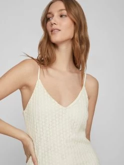 Vila Midi Jurken Jurk Dames Beige -Vila 19439c46507761b054806ed0fdf849e6