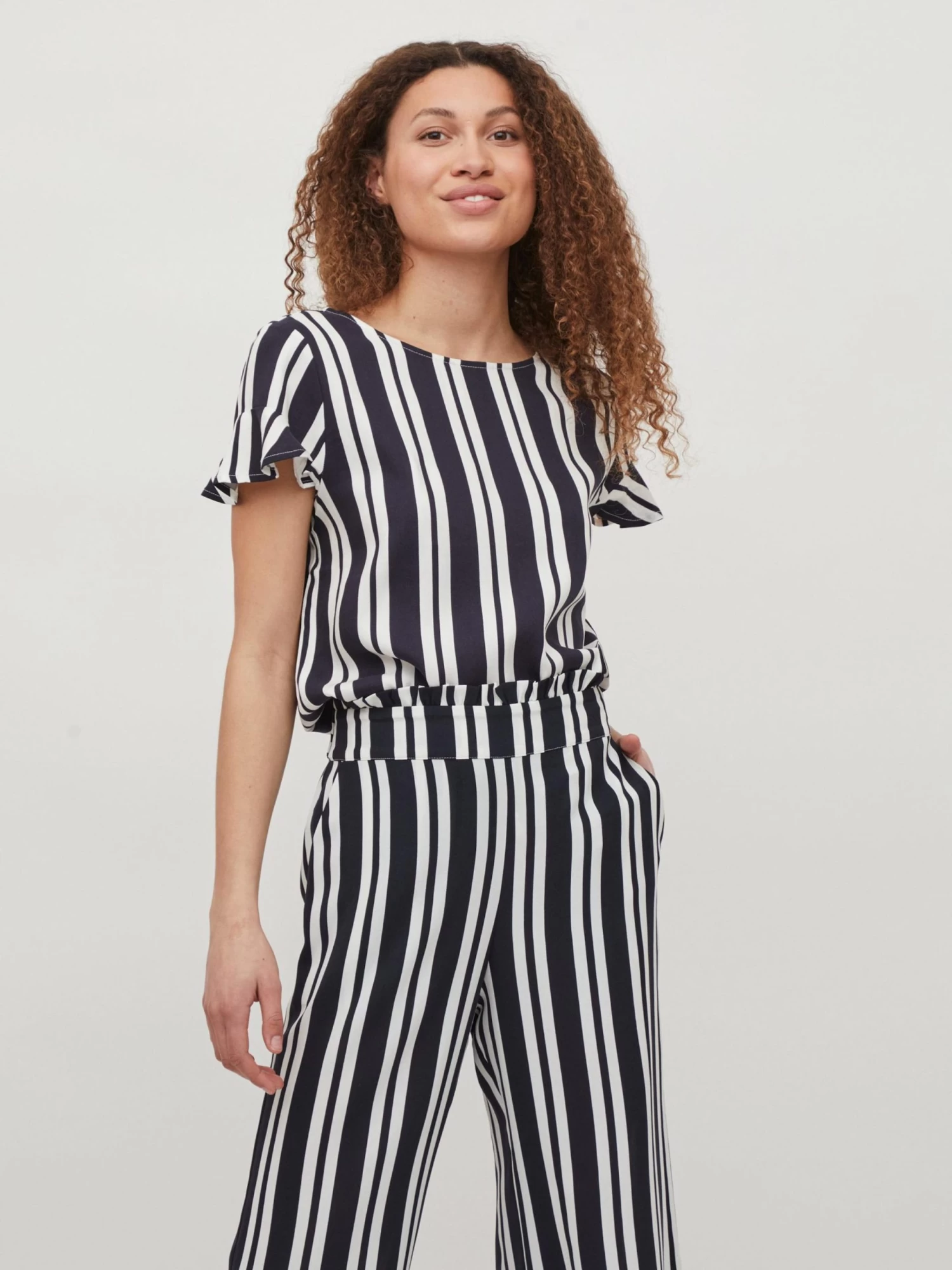 Vila Blouses Met Korte Mouw Blouse Billy Dames Donkerblauw / Wit 5 Vila Blouses Met Korte Mouw Blouse Billy Dames Donkerblauw / Wit - Afbeelding 3