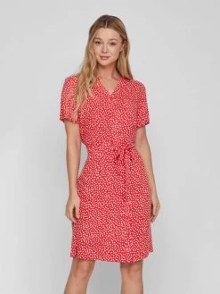 Vila Blousejurken Blousejurk Dames Rood -Vila 1a065a7324fa3a116901d20ff6d72995