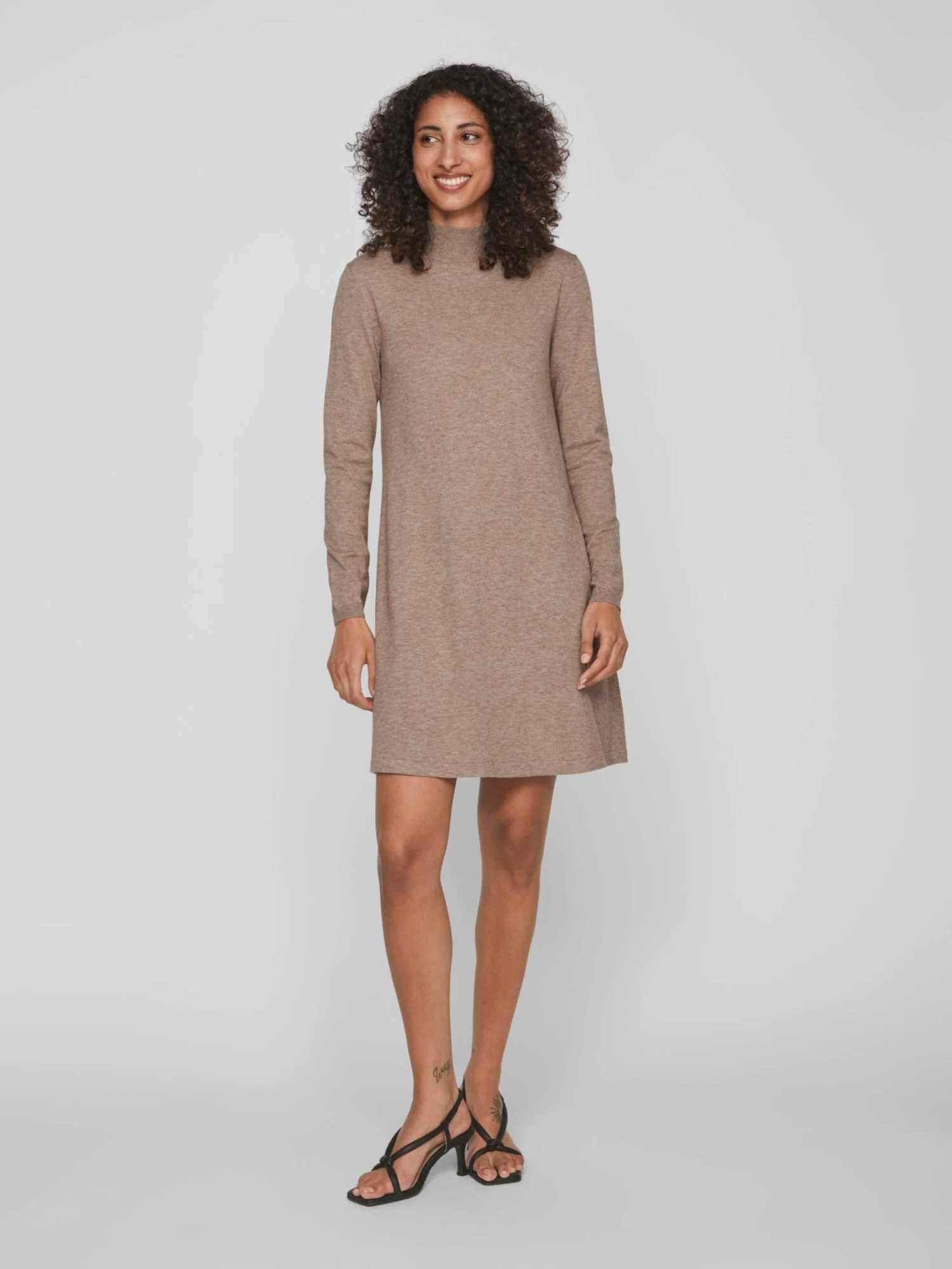 Vila Mini Jurken Jurk Comfy Dames Lichtbruin 7 Vila Mini Jurken Jurk Comfy Dames Lichtbruin - Afbeelding 5
