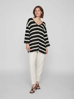 Vila Shirts Met 3/4 Mouw Shirt Dames Beige / Zwart -Vila 1acfb033afec2182f9dd742aceef20d6