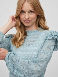 Vila Kanten Blouses Blouse Dames Lichtblauw -Vila 1e82880a2733f172fa9091141743734a