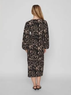 Vila Maxi Jurken Jurk Dames Bruin / Zwart -Vila 1f81acb68c716916c87316a55f66f529