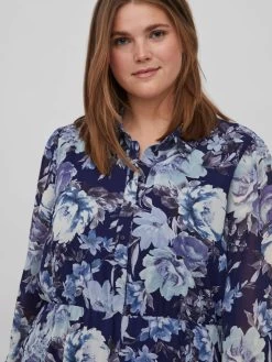 Maxi Jurken Jurk Dames Blauw / Navy / Lichtblauw -Vila 2062fac2c44303eca06940febb18f687