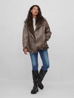 Vila Leren Jassen Winterjas Munka Dames Bruin -Vila 2165450f54f4b0022ac1eb6a51d84e71