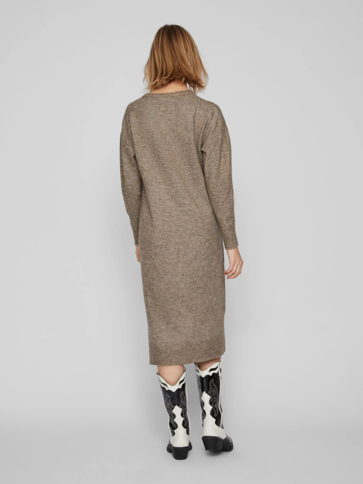 Vila Gebreide Jurken Gebreide Jurk Mathilda Dames Bruin Gemêleerd 6 Vila Gebreide Jurken Gebreide Jurk Mathilda Dames Bruin Gemêleerd - Afbeelding 4