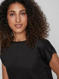 Vila T-shirts Shirt Viellette Dames Zwart -Vila 24f76734eadaf00e8a848892b722450d