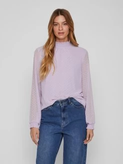 Vila Blouseshirts Blouse DOBBY Dames Pastellila -Vila 25d745a3e5eefb727c2f4cef0b8af49a