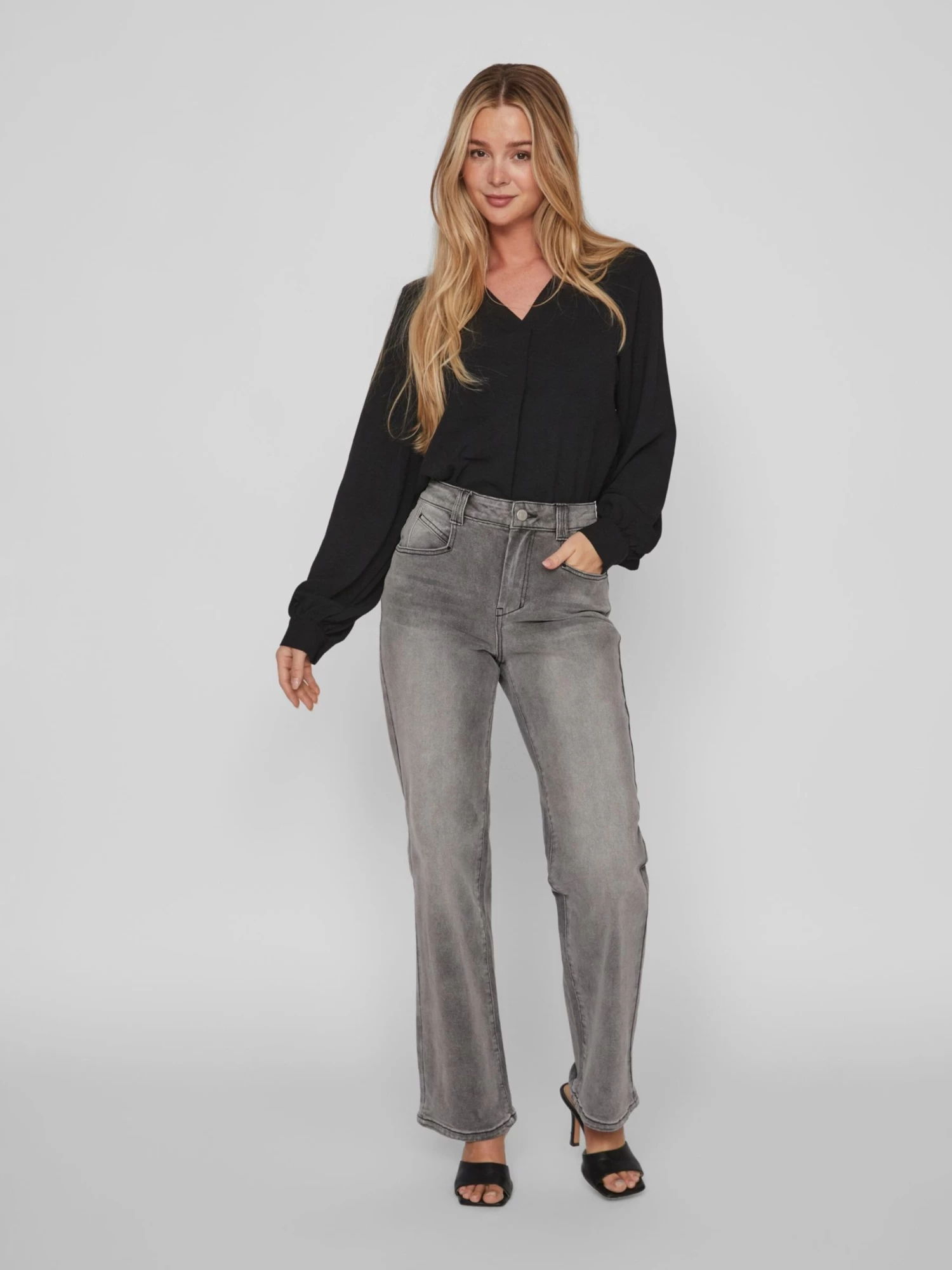 Vila Jeans Bootcut Jeans Dames Grijs 7 Vila Jeans Bootcut Jeans Dames Grijs - Afbeelding 5