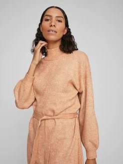 Vila Gebreide Jurken Gebreide Jurk EVAH Dames Karamel -Vila 26a2dcc1e02019b7debd66df3fdaccfc