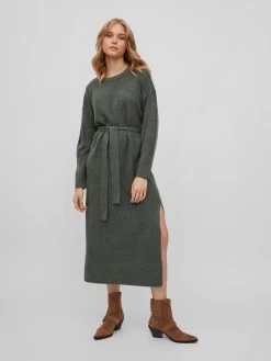 Vila Gebreide Jurken Gebreide Jurk Cilia Dames Donkergroen -Vila 27732abb420b90a329e63906dce730fe