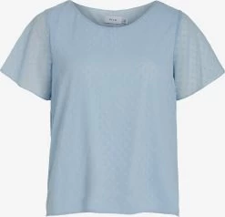 Vila Blouses Met Korte Mouw Blouse Dobby Dames Lichtblauw