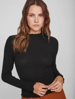 Vila Longsleeves Shirt Dames Zwart -Vila 2896472c7d95910b9b431a9507395c55
