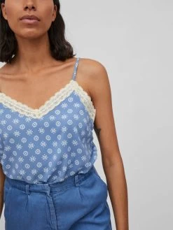 Vila Kanten Tops Top Dames Blauw -Vila 2a2ba0cfcd61a23d12aee31a237f4976