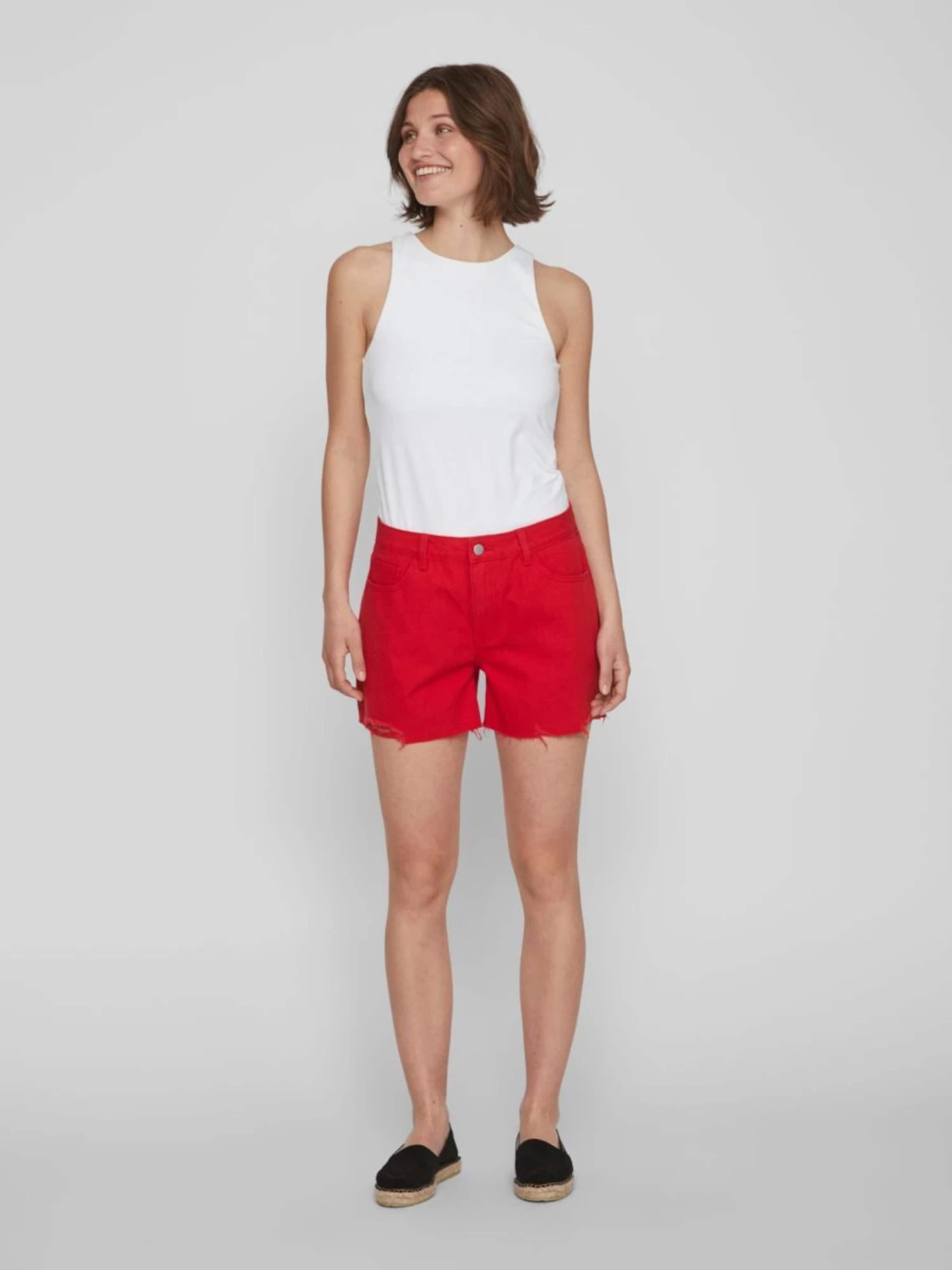 Vila Denim Shorts Regular Jeans Dames Vuurrood 7 Vila Denim Shorts Regular Jeans Dames Vuurrood - Afbeelding 5