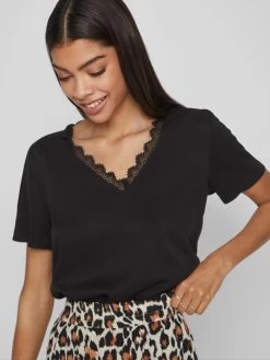 Vila Kanten Blouses Blouse Sommi Dames Zwart -Vila 2c661ab4d416e5b123356529bfb24a92