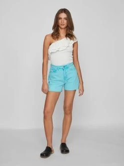 Vila Denim Shorts Regular Jeans Pippa Dames Blauw -Vila 2d2811b4858f371222447eb84398940b