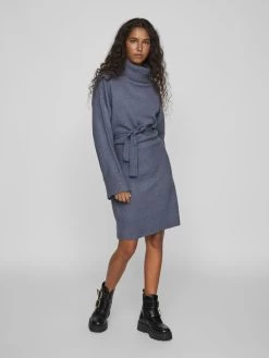 Vila Gebreide Jurken Gebreide Jurk Rolfie Dames Blauw -Vila 2d7c5373663c04d81f1c47f1dd245d63