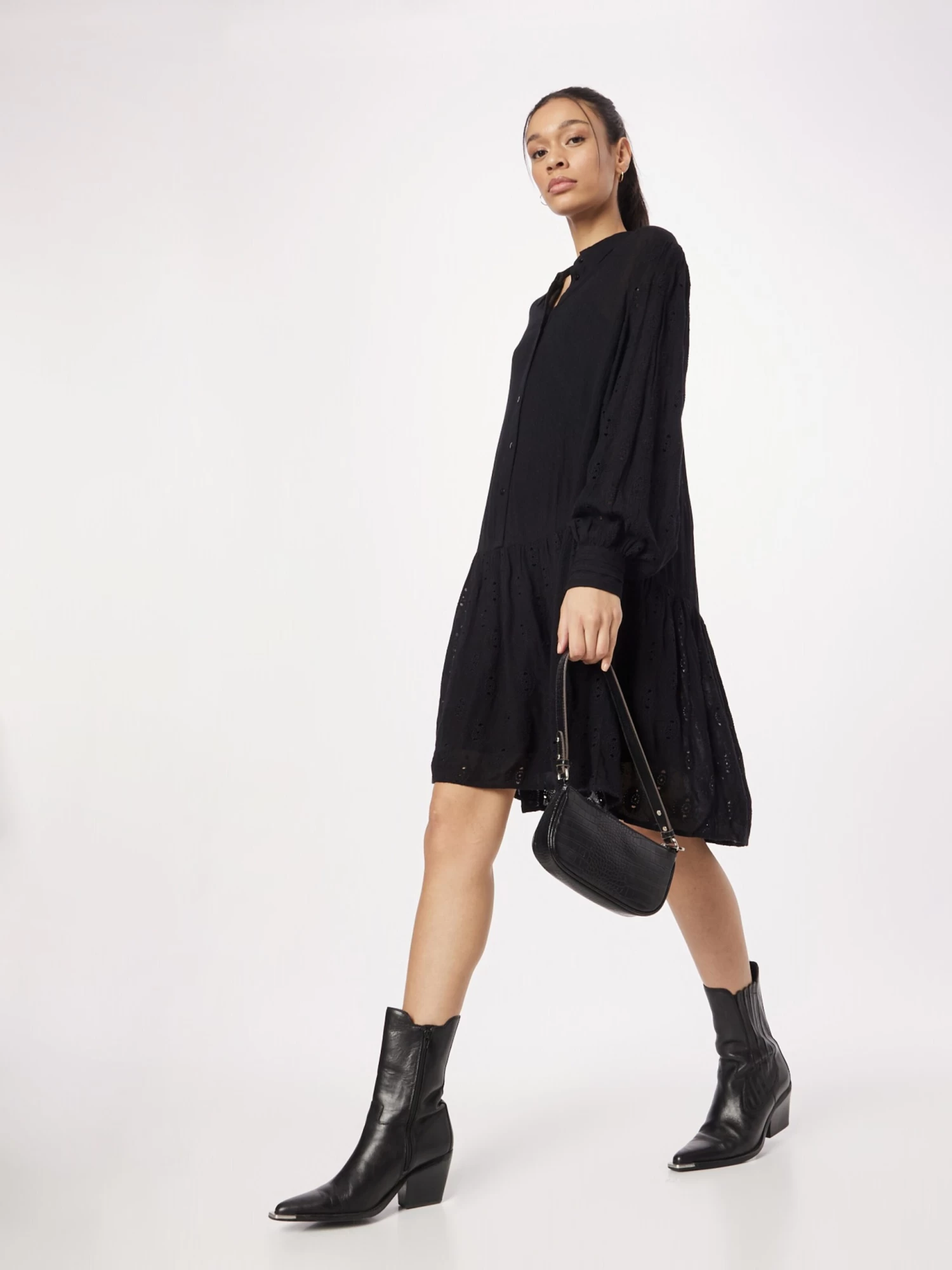 Blousejurken Blousejurk MACAY Dames Zwart 7 Blousejurken Blousejurk MACAY Dames Zwart - Afbeelding 5