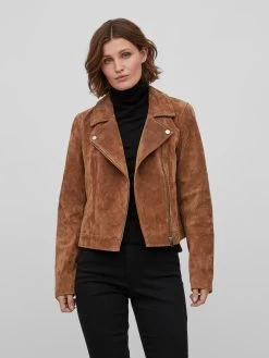 Vila Leren Jassen Tussenjas SUKKI Dames Bruin -Vila 3179c79ea4718c10342b6c0bf246ef99