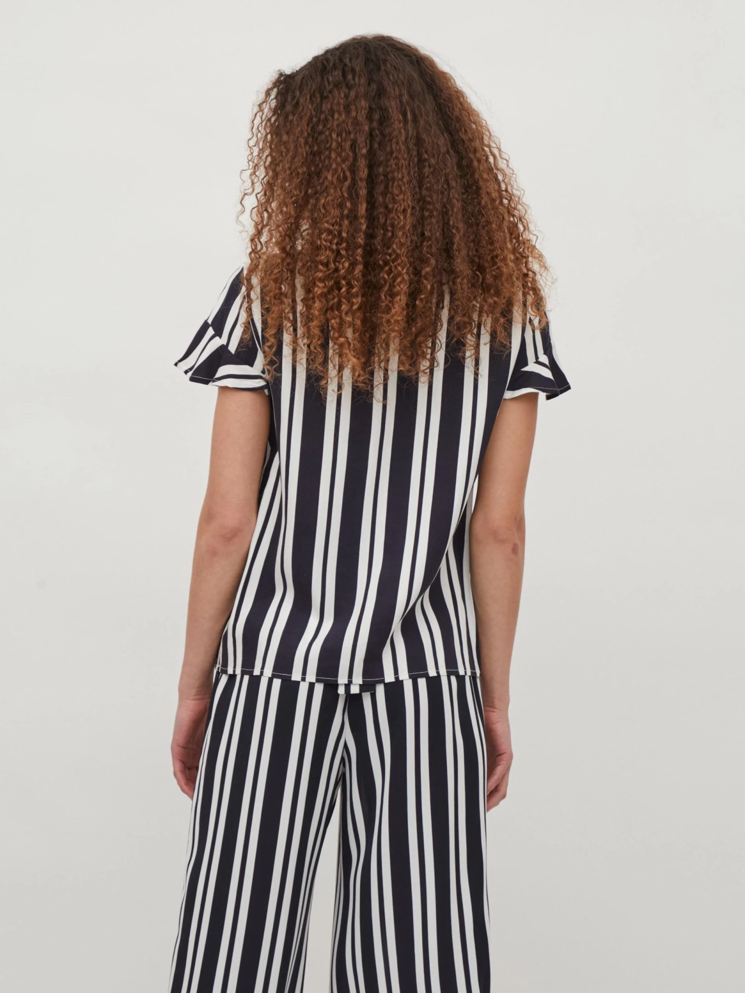 Vila Blouses Met Korte Mouw Blouse Billy Dames Donkerblauw / Wit 7 Vila Blouses Met Korte Mouw Blouse Billy Dames Donkerblauw / Wit - Afbeelding 5