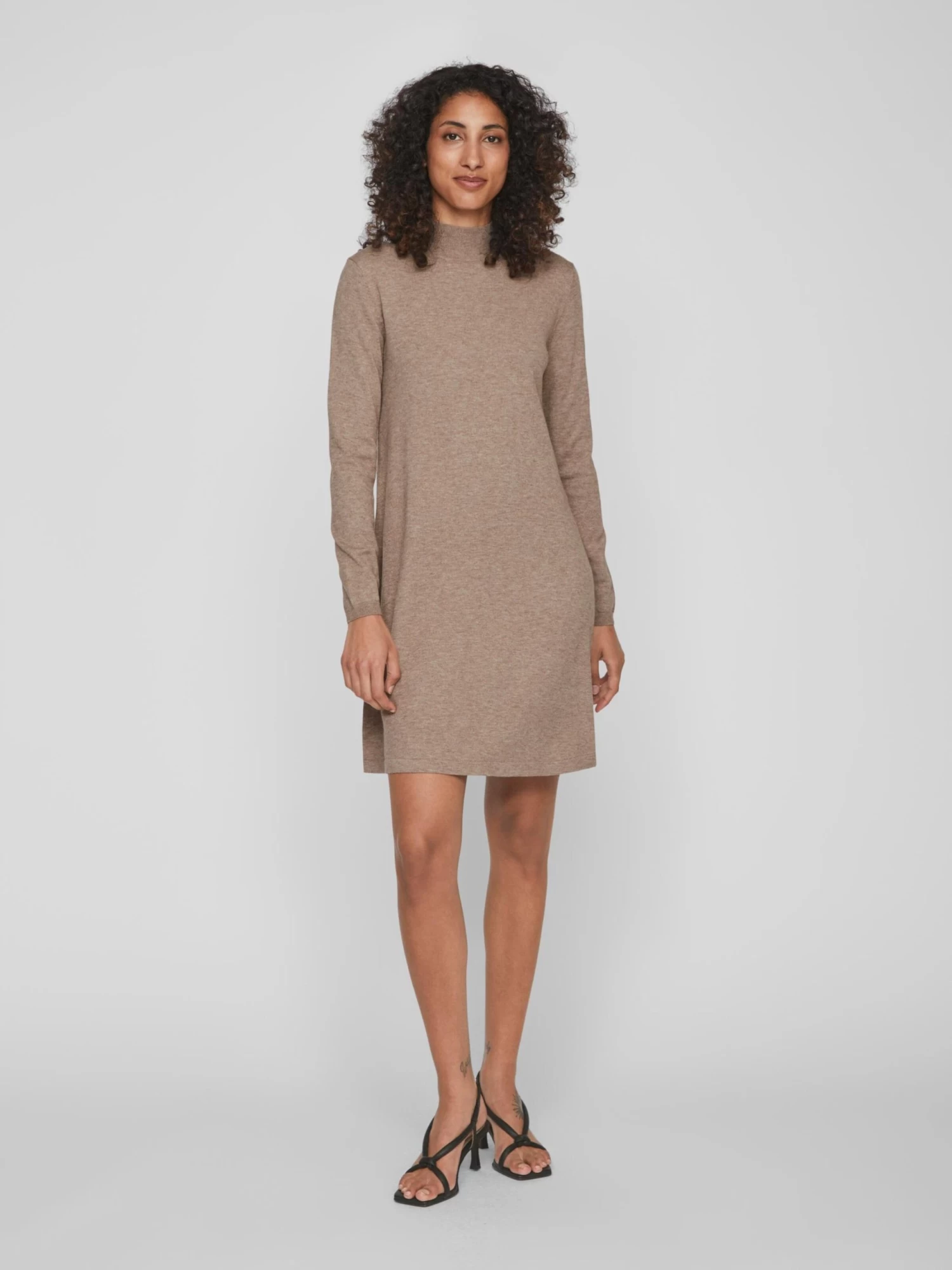 Vila Mini Jurken Jurk Comfy Dames Lichtbruin 5 Vila Mini Jurken Jurk Comfy Dames Lichtbruin - Afbeelding 3