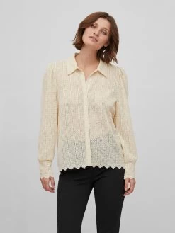 Vila Overhemden Blouse SIKKA Dames Beige -Vila 390c070279d13530a2d13e42e953d772