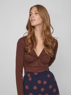 Vila Longsleeves Shirt Dames Chocoladebruin -Vila 3a767f85a68fbf92f0fcd729f8c1aec1