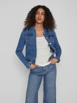 Vila Spijkerjasjes Tussenjas LIA Dames Blauw -Vila 3adc7f69969b3b8895cf2a3d32889e5d