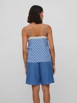 Vila Kanten Tops Top Dames Blauw -Vila 3d58148ca4734fc988f0db260347a13d