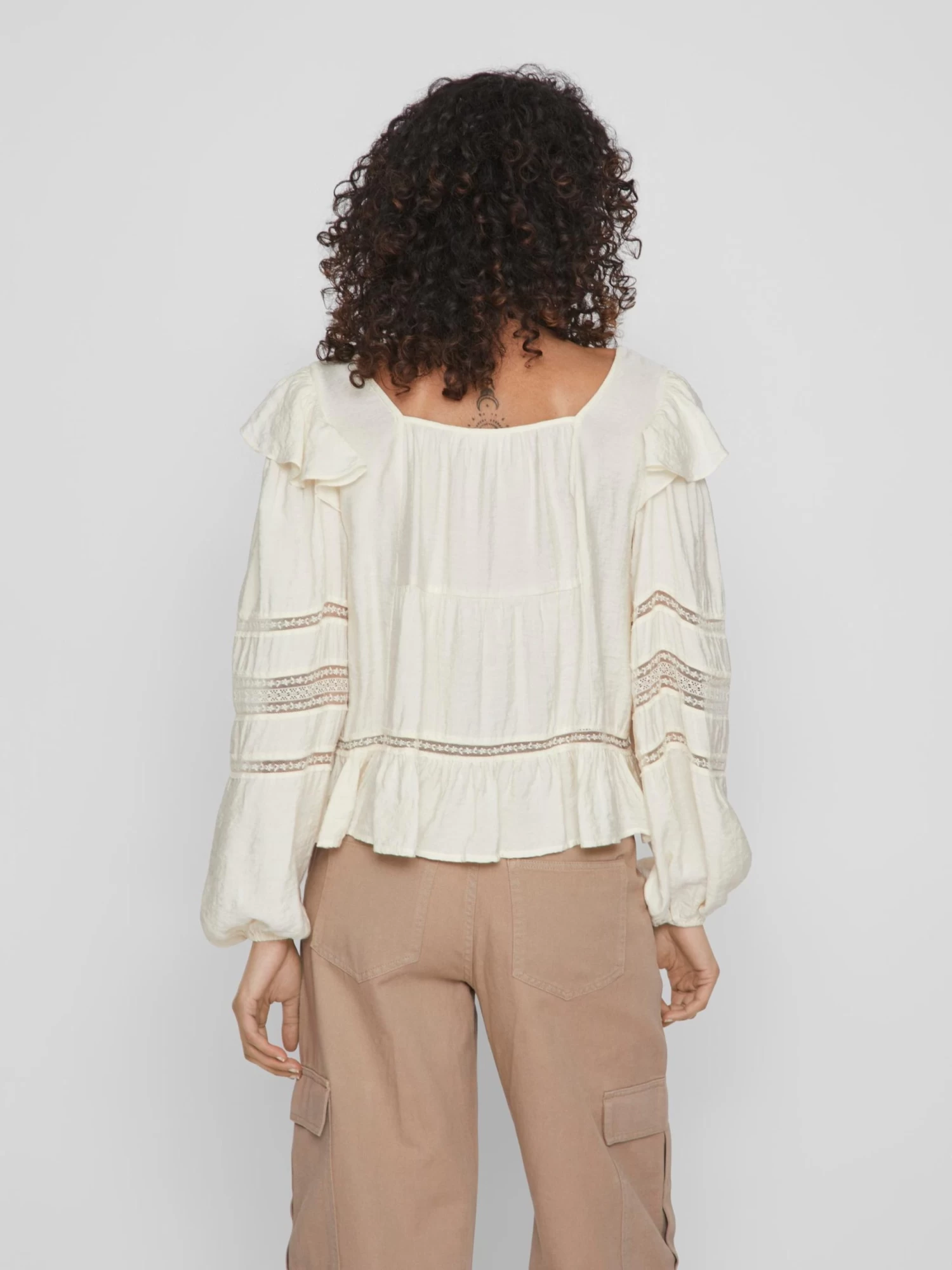 Vila Kanten Blouses Blouse Lucia Dames Lichtbeige 7 Vila Kanten Blouses Blouse Lucia Dames Lichtbeige - Afbeelding 5