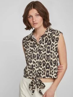 Vila Blouse Tops Blouse Dames Beige / Zwart -Vila 3f60a3690338c7bc5bd1b767092101e1