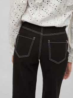 Vila Wide Leg Wide Leg Jeans Dames Zwart -Vila 4008a7a2554c9c793a42e5bad4219ce1