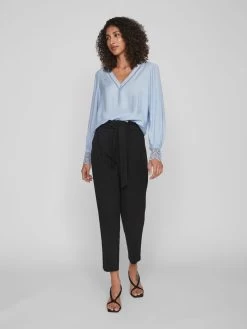 Vila Kanten Blouses Blouse Dames Blauw -Vila 435020833e6897848ba7c1176ebd5d50