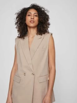 Vila Bodywarmers Bodywarmer Dames Beige -Vila 43c685032bf647f890686d0ce0124f2c